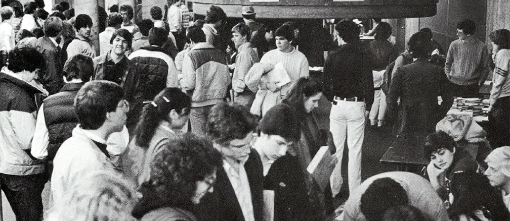 students at activities fair in 1982